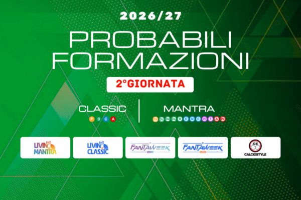 Fantacalcio 2°Giornata: consigli e formazioni