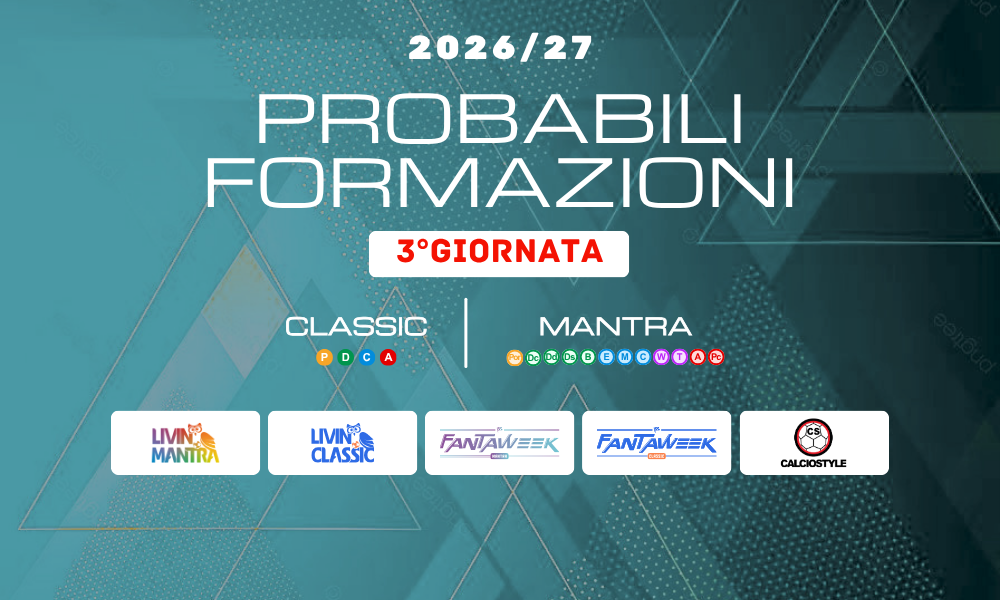 Fantacalcio 3°Giornata: consigli e formazioni