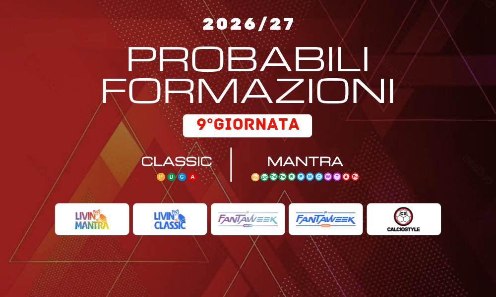 Fantacalcio 9°Giornata: consigli e formazioni